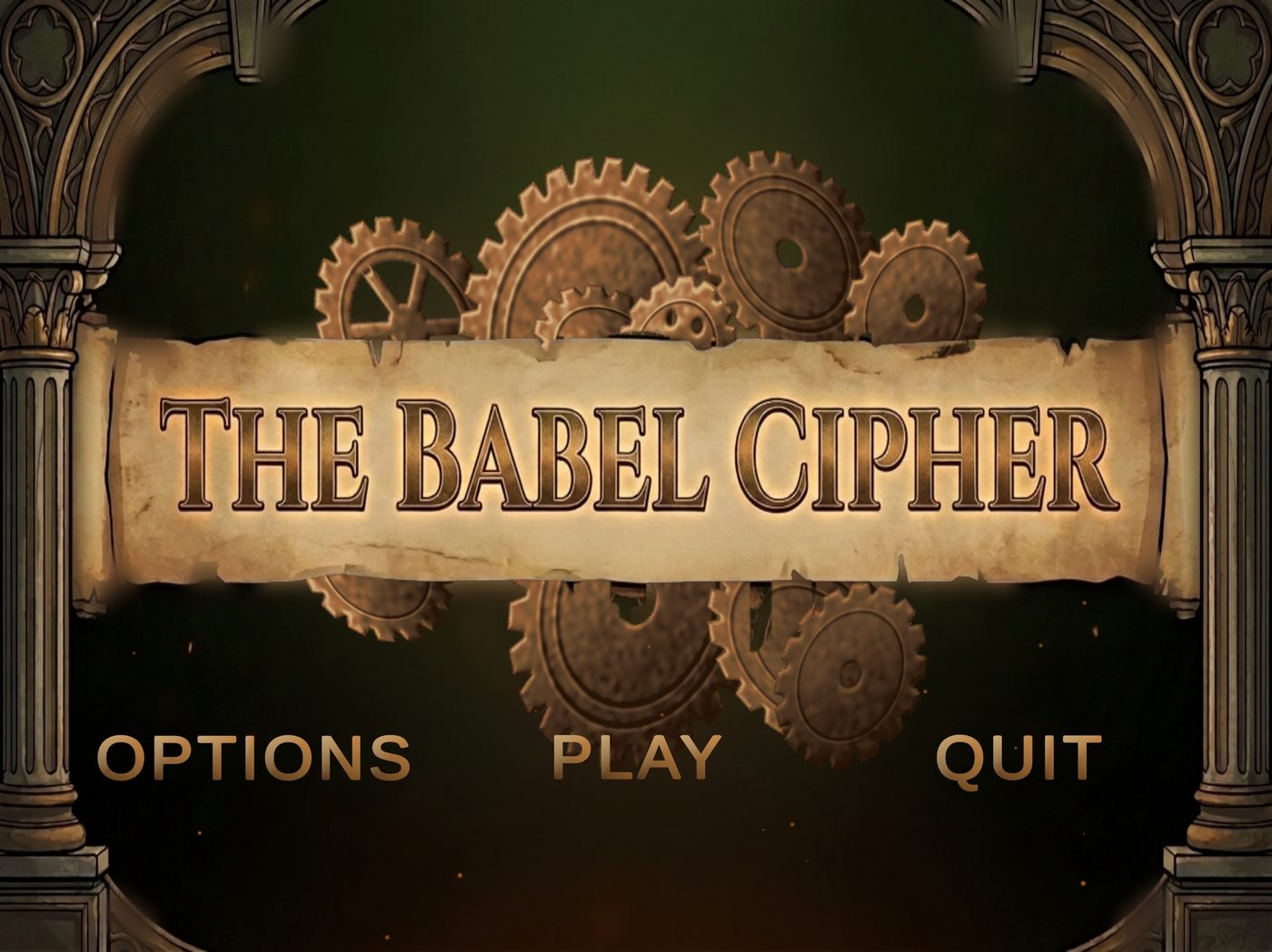 The Babel Cipher title screen on iPad
